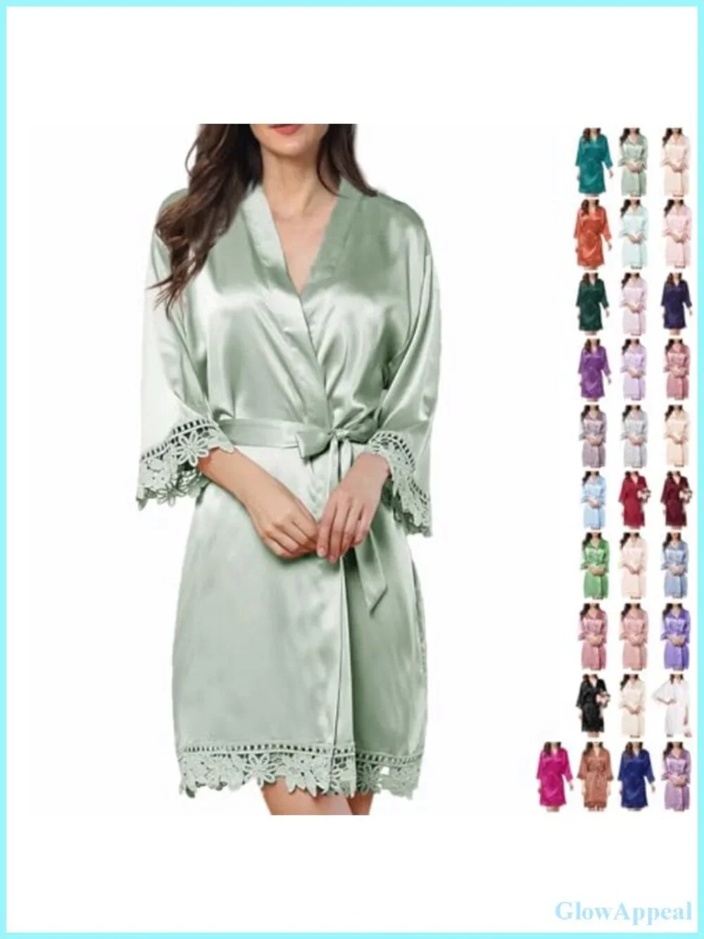Silk Satin Lace Trim Robe Wedding Dressing Gown Bridal Kimono